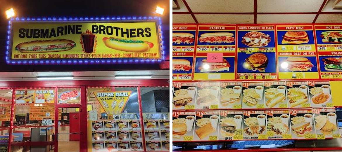 Submarine Brothers Menu